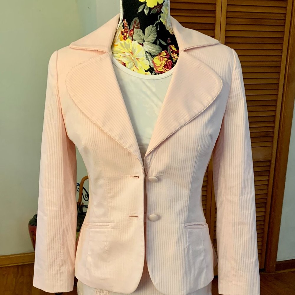 Beautiful Kay Unger Pink Suit with Embroidered Skirt